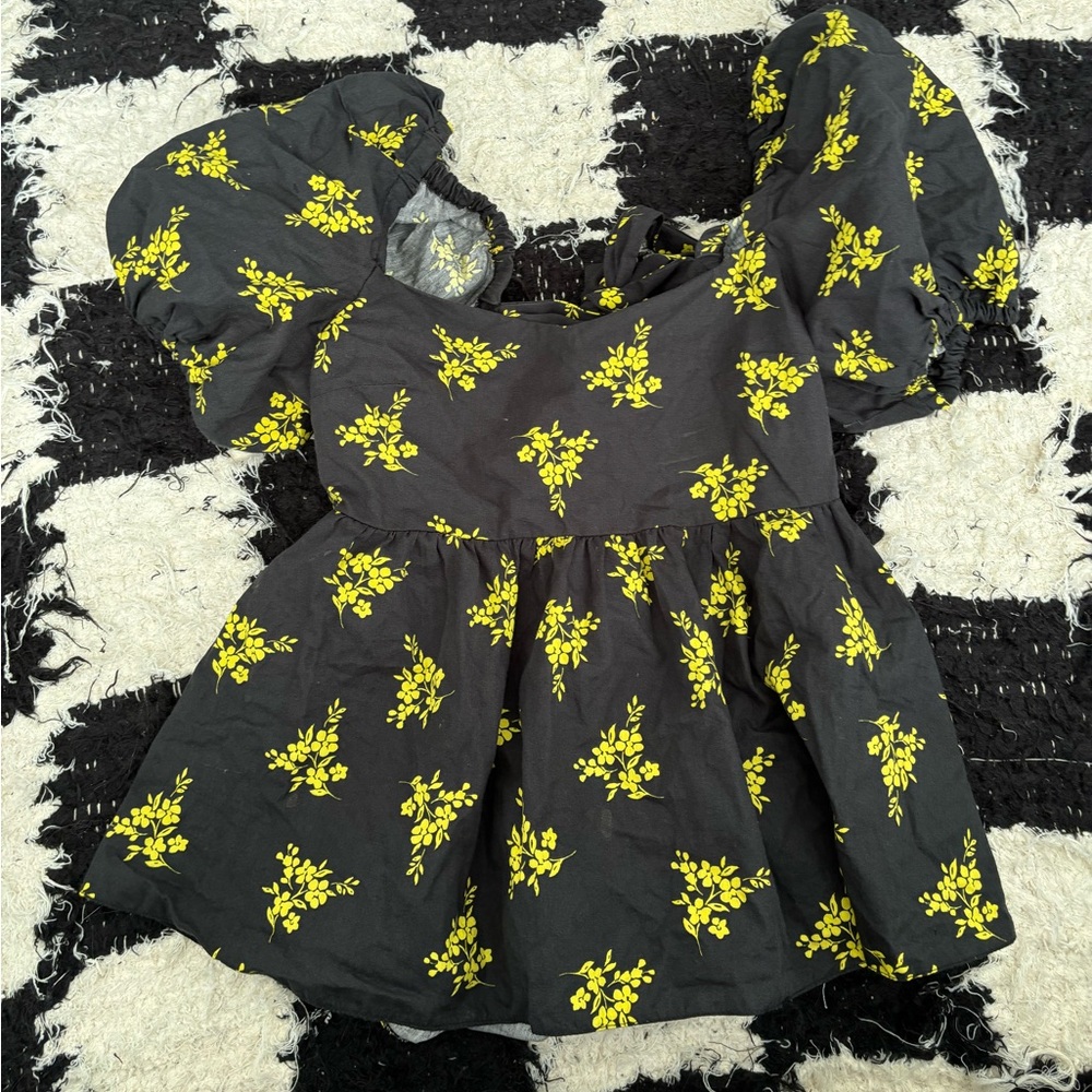 black and yellow floral topshop top
